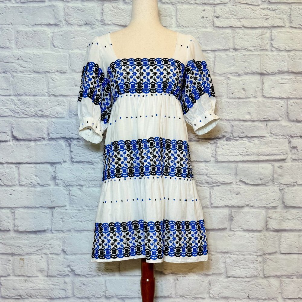 Tibi Blue & White Knee-Length Sundress